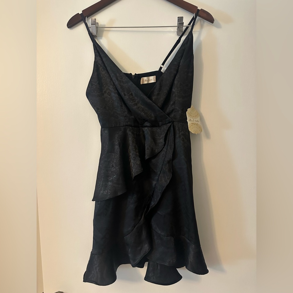 NWT Altar’d State Satin Floral Layered Black Dress Women’s Size M - Picture 2 of 6